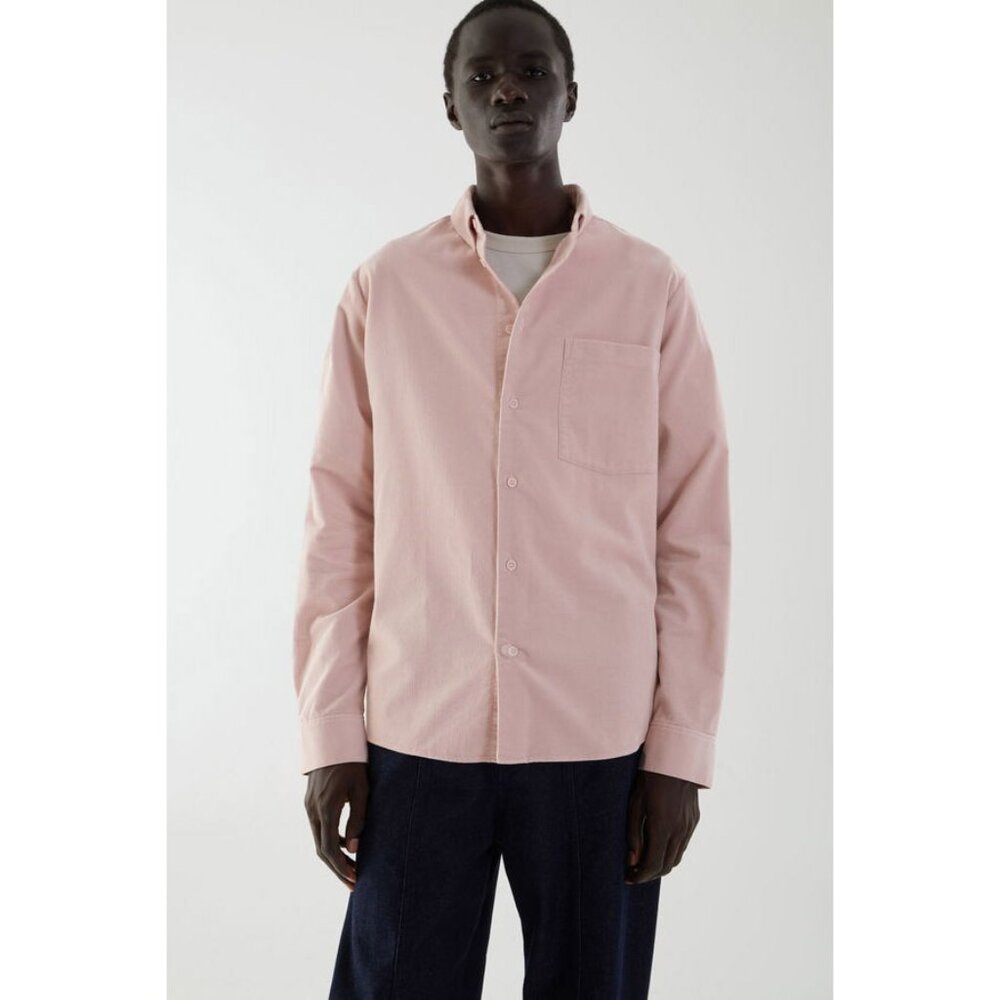 COS Men's Regular-Fit Blush Pink Cotton Corduroy Shirt